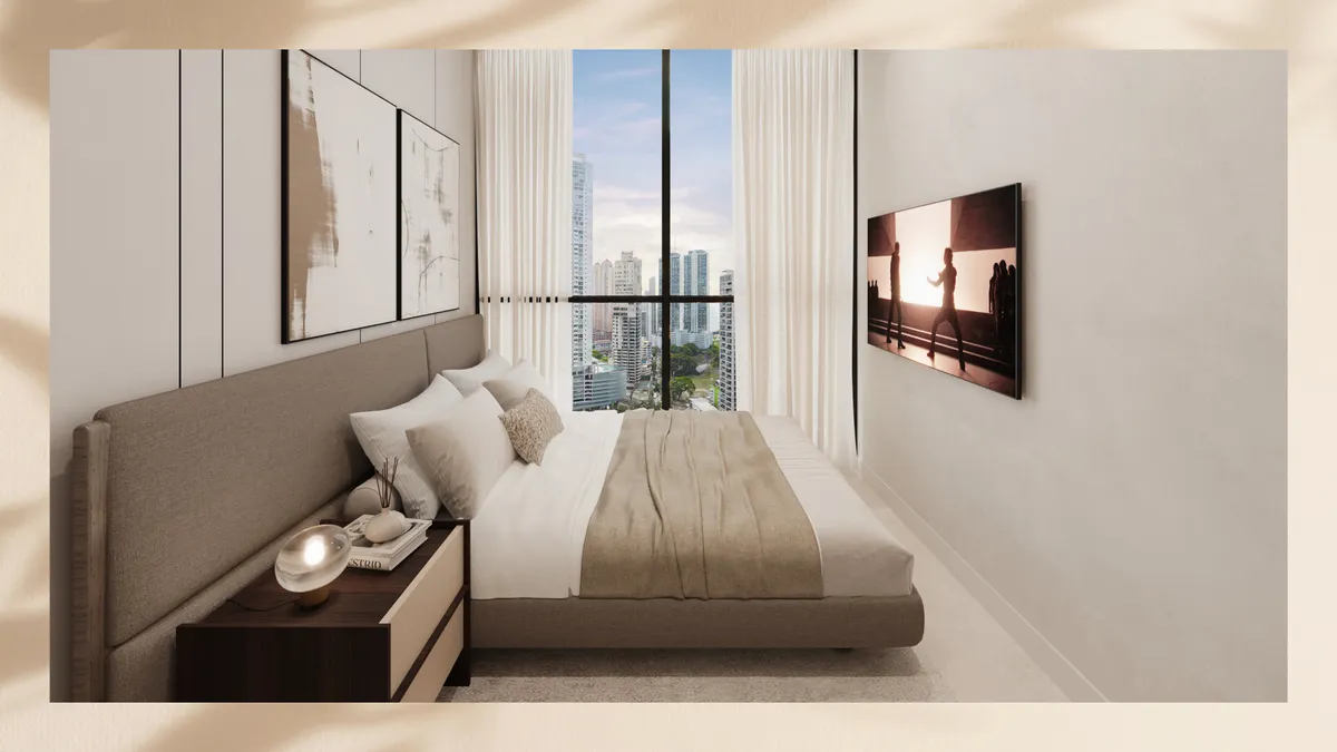 Render del baño del modelo Type E/H, contemporáneo y elegante.